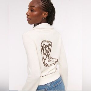 Abercrombie & Fitch Double Zipper Cream Western Cardigan Size Small